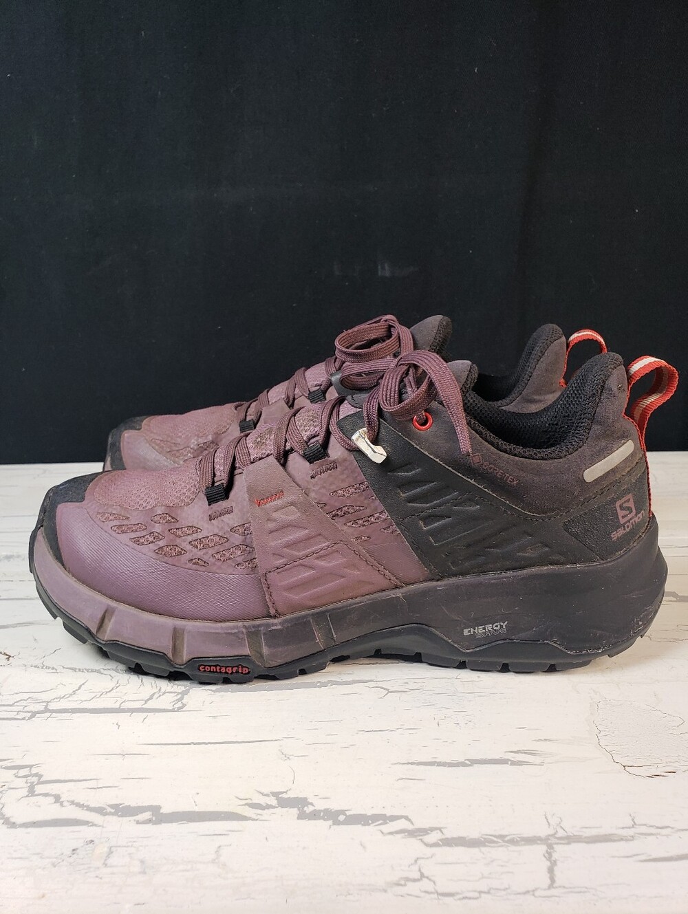 Salomon Odyssey GTX Hiking Shoes in Purple/ Black Colorway - Women's size 7